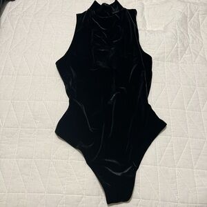 Naked Wardrobe medium black velvet body suite NWOT